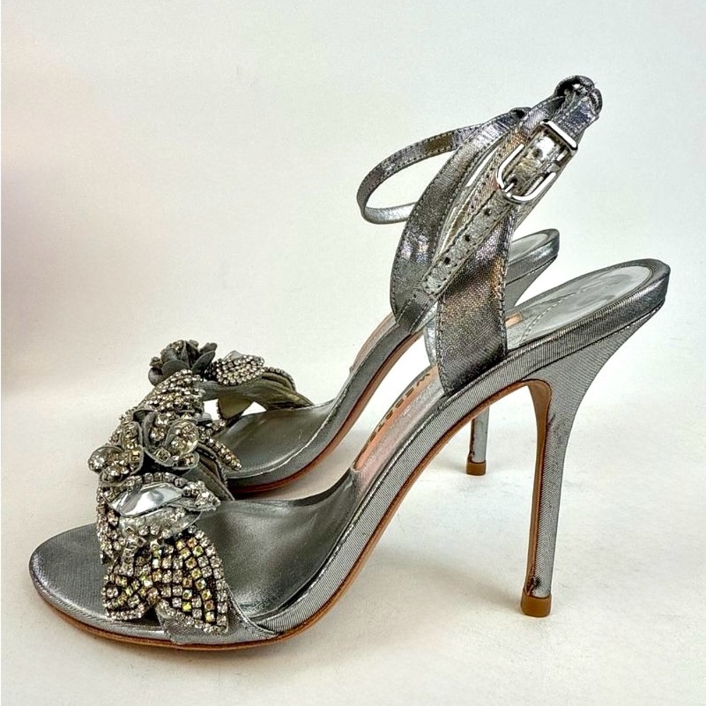 Sophia Webster Silver Embellished Heels Leather – Size 36 (US 6) Box & Dust Bag
